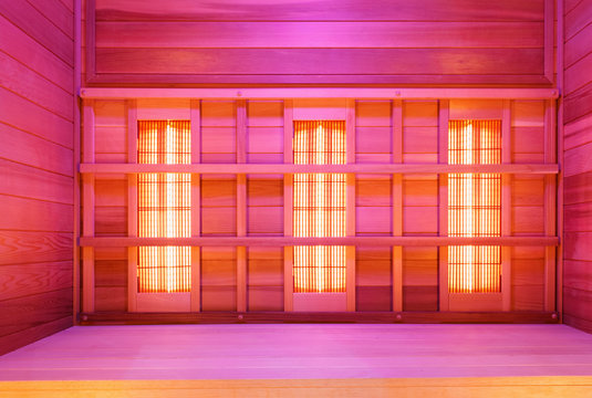 Infrared empty classic wooden sauna to improve health