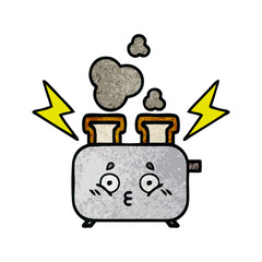 retro grunge texture cartoon of a toaster