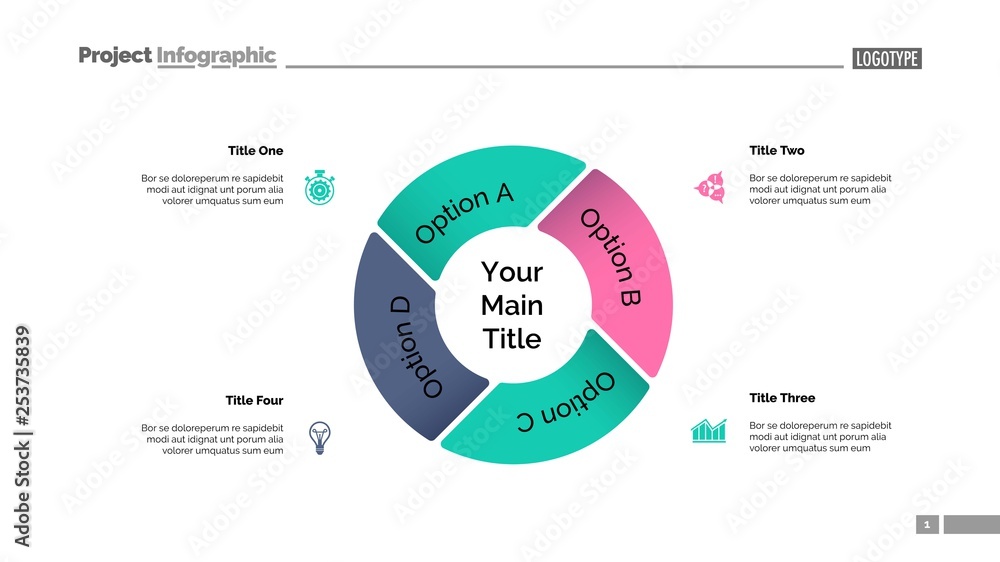 Poster pie chart with four elements template