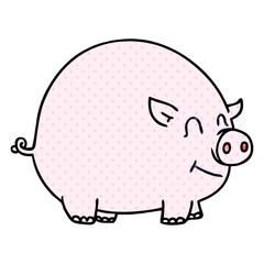 quirky comic book style cartoon pig