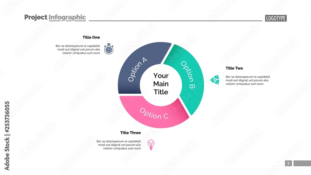 Poster pie chart with three options template