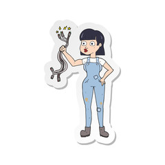 sticker of a cartoon female electrician