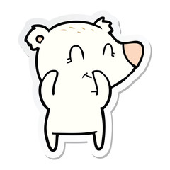 sticker of a giggling polar bear cartoon
