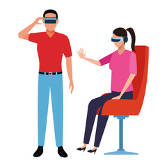 People playing with virtual reality technology