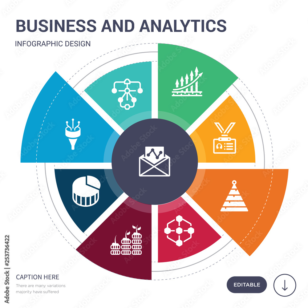 Poster set of 9 simple business and analytics vector icons. contains such as email analytics, flow chart, f