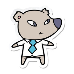 sticker of a cute cartoon bear in office clothes
