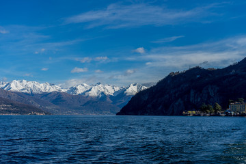 Fototapeta na wymiar Italy, Bellagio, Lake Como,with a snow alps in the background