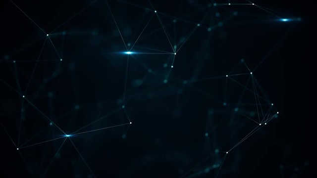 3D render abstract plexus shapes with optical flares. Connection and web concept. Digital, communication and technology background, network seamless animation