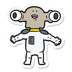 sticker of a friendly cartoon alien