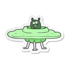 sticker of a cartoon spaceship