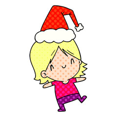 christmas cartoon of kawaii girl