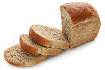 Loaf of fresh delicious bread, isolated on white background