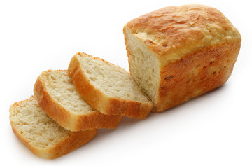 Loaf of fresh delicious bread, isolated on white background