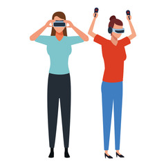 Fototapeta premium People playing with virtual reality glasses