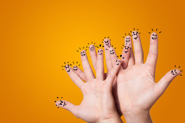 Waggish happy fingers with team building concept