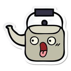 sticker of a cute cartoon kettle