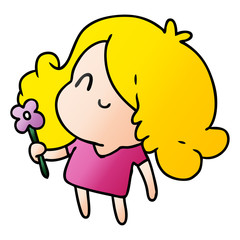 gradient cartoon of a cute kawaii girl