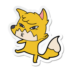 sticker of a clever cartoon fox