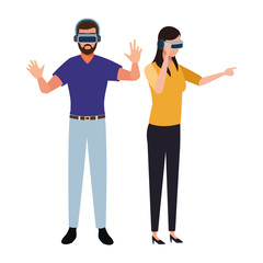 People playing with virtual reality glasses