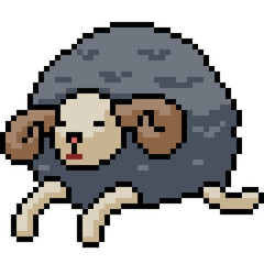 vector pixel art sheep jump