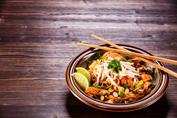 Pad thai - grilled meat and noodles