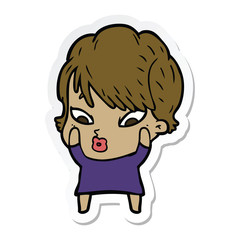 sticker of a cartoon woman