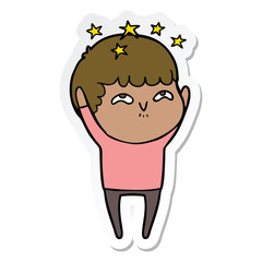 sticker of a cartoon amazed boy