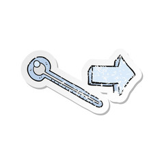 retro distressed sticker of a cartoon thermometer