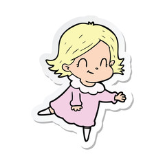 sticker of a cartoon friendly girl