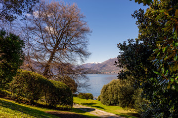 Italy, Bellagio, Lake Como, SCENIC VIEW OF LAKE AGAINST CLEAR SKY