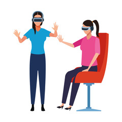 People playing with virtual reality glasses