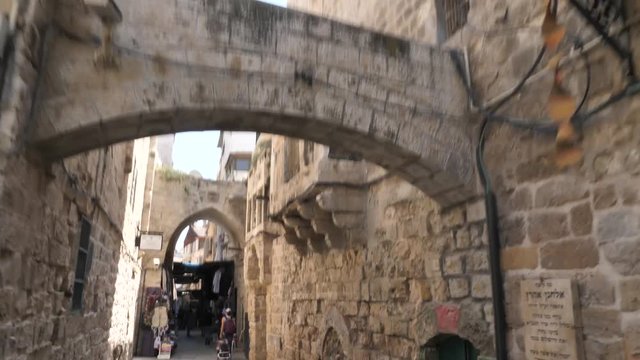 Walking though streets of Old Town Jerusalem,via dolorosa Israel