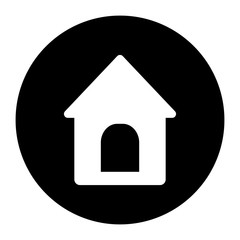 Doghouse icon in round. Vector illustration style is a flat iconic doghouse symbol.