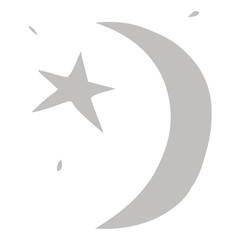cartoon doodle of the moon and a star