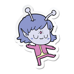 sticker of a cartoon alien girl