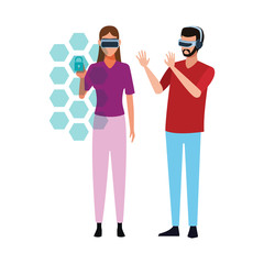 People playing with virtual reality glasses