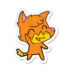 sticker of a happy cartoon fox