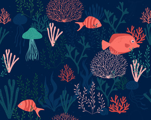 Sea Life Vektor Musterdesign Hintergrund