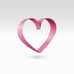 Vector paper pink heart shape on transparent background. - Illustration
