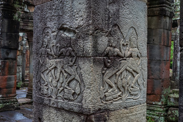 Relief of apsara dancers in Banteay Kdey temple, Cambodia