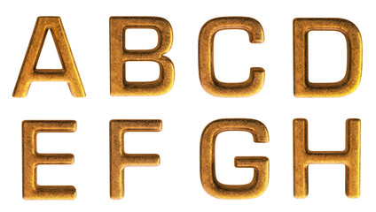 Gold Alphabet 3D Render Set