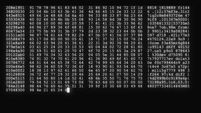 encrypted fast long scrolling programming security hacking code data flow stream on black white display new quality numbers letters coding techno joyful video 4k stock footage