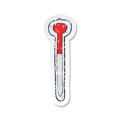 retro distressed sticker of a cartoon thermometer