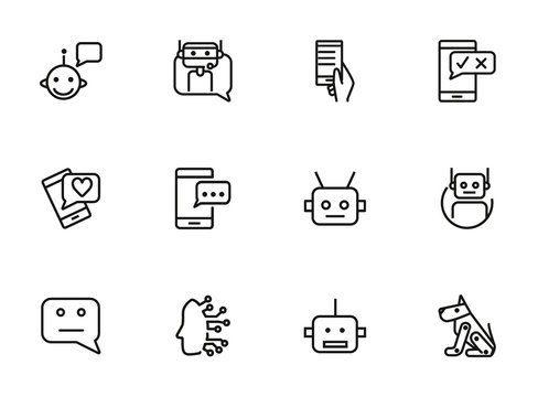 Chat Bot Line Icon Set