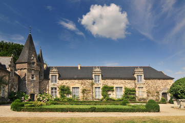 Fototapeta na wymiar Chateau and Castle of Rochefort en Terrede Brittany in north western France.