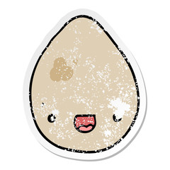 distressed sticker of a cartoon egg