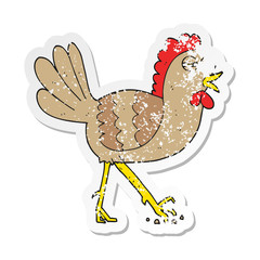 retro distressed sticker of a cartoon chicken