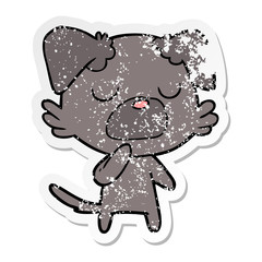distressed sticker of a cartoon dog