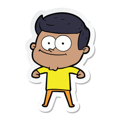 sticker of a cartoon happy man