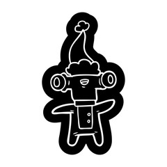 friendly cartoon icon of a alien wearing santa hat
